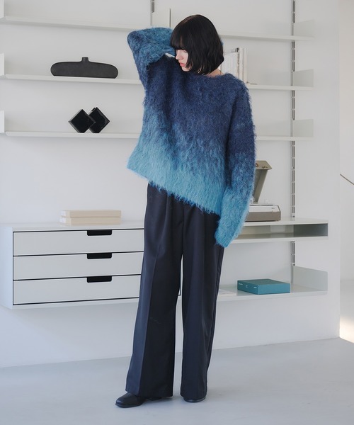 selle glant（セレグランテ）の「GRADIENT WOOL-BLEND KNIT/グラデーションウールブレンドニット（ニット/セーター・メンズ・ネイビー/ダークブラウン/ボルドー/ブルー/ダークオレンジ/アイボリー/ブラック/ブルーグリーン・SMALL/MEDIUM/LARGE）」の15枚目の写真