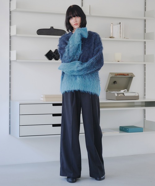 selle glant（セレグランテ）の「GRADIENT WOOL-BLEND KNIT/グラデーションウールブレンドニット（ニット/セーター・メンズ・ネイビー/ダークブラウン/ボルドー/ブルー/ダークオレンジ/アイボリー/ブラック/ブルーグリーン・SMALL/MEDIUM/LARGE）」の17枚目の写真