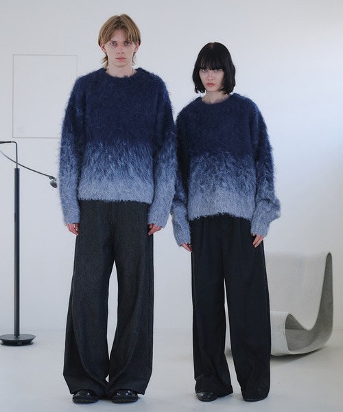 selle glant（セレグランテ）の「GRADIENT WOOL-BLEND KNIT/グラデーションウールブレンドニット（ニット/セーター・メンズ・ネイビー/ダークブラウン/ボルドー/ブルー/ダークオレンジ/アイボリー/ブラック/ブルーグリーン・SMALL/MEDIUM/LARGE）」の12枚目の写真