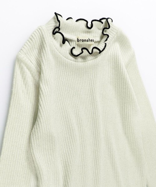 BRANSHES（ブランシェス）の「ラメ無地 / ボーダーテレコ長袖Tシャツ（Tシャツ/カットソー・キッズ・グレー/その他/アイボリー・110/150/90/80/100/130/140/120）」の4枚目の写真