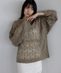 acrylic mohair low gauge knit / 透かし柄編みアクリルモヘアニット