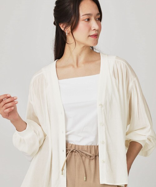 【手洗い可】エアリーなシャツ風カーディガン