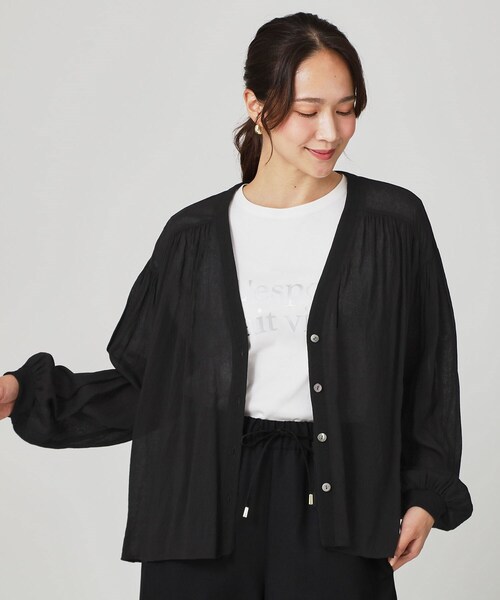 【手洗い可】エアリーなシャツ風カーディガン