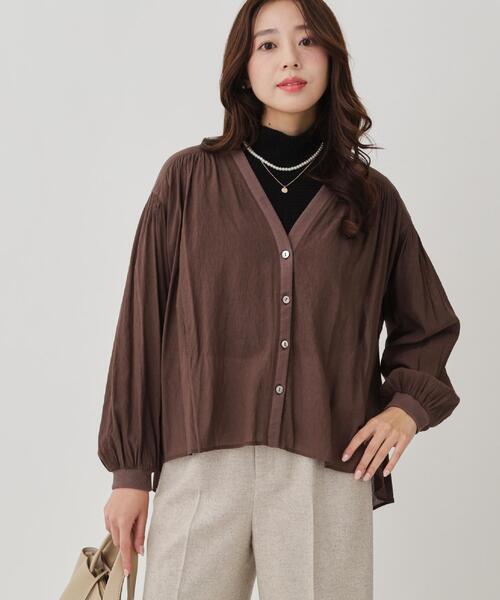 【手洗い可】エアリーなシャツ風カーディガン