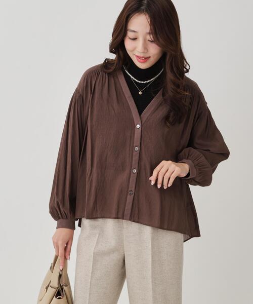 【手洗い可】エアリーなシャツ風カーディガン
