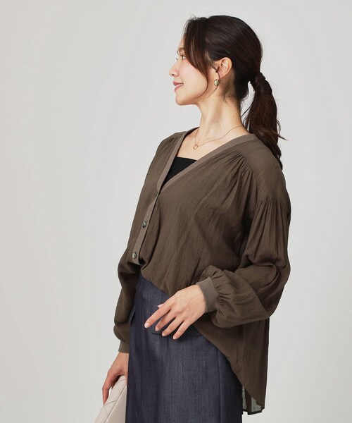 【手洗い可】エアリーなシャツ風カーディガン