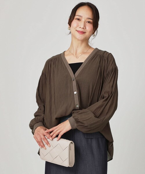 【手洗い可】エアリーなシャツ風カーディガン