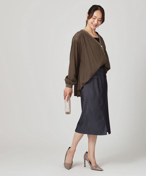 【手洗い可】エアリーなシャツ風カーディガン