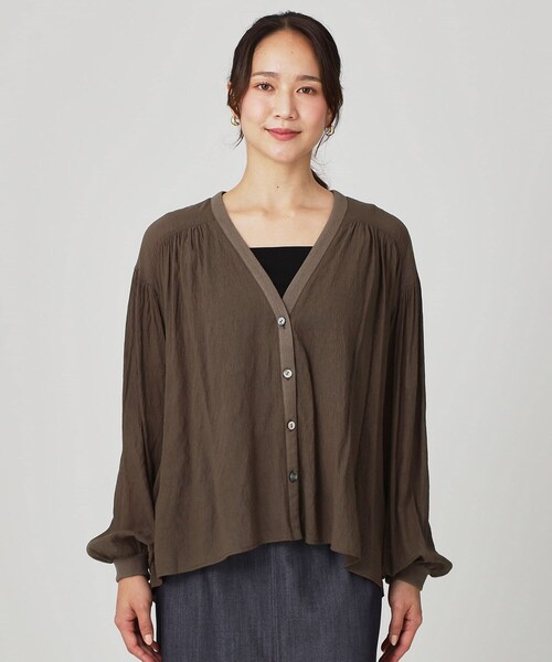 【手洗い可】エアリーなシャツ風カーディガン