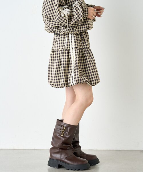 w closet（ダブルクローゼット）の「チェックラインバルーンスカパン（スカート・レディース・ブラック/レッド・FREE）」の12枚目の写真