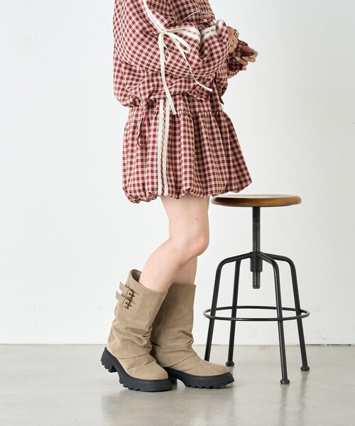 w closet（ダブルクローゼット）の「チェックラインバルーンスカパン（スカート・レディース・ブラック/レッド・FREE）」の7枚目の写真