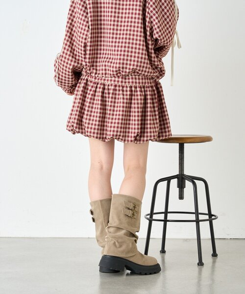 w closet（ダブルクローゼット）の「チェックラインバルーンスカパン（スカート・レディース・ブラック/レッド・FREE）」の8枚目の写真