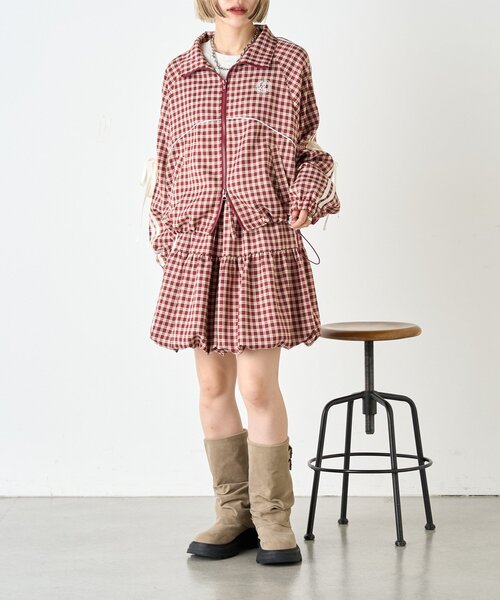 w closet（ダブルクローゼット）の「チェックラインバルーンスカパン（スカート・レディース・ブラック/レッド・FREE）」の11枚目の写真