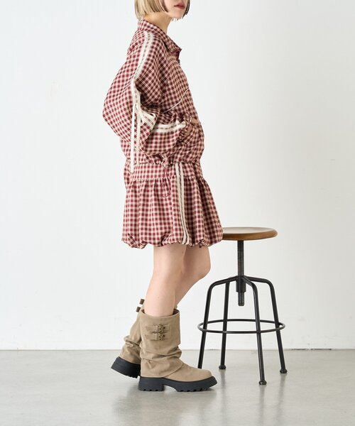 w closet（ダブルクローゼット）の「チェックラインバルーンスカパン（スカート・レディース・ブラック/レッド・FREE）」の5枚目の写真