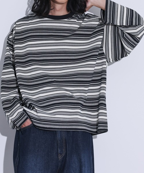 MDR(エムディアール)の「マルチボーダーロンT(Tシャツ/カットソー・メンズ・ネイビー/ブラック・L/M)」の17枚目の写真