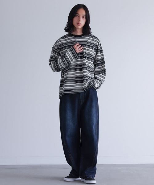 MDR(エムディアール)の「マルチボーダーロンT(Tシャツ/カットソー・メンズ・ネイビー/ブラック・L/M)」の18枚目の写真