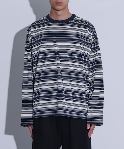 MDR(エムディアール)の「マルチボーダーロンT(Tシャツ/カットソー・メンズ・ネイビー/ブラック・L/M)」の16枚目の写真