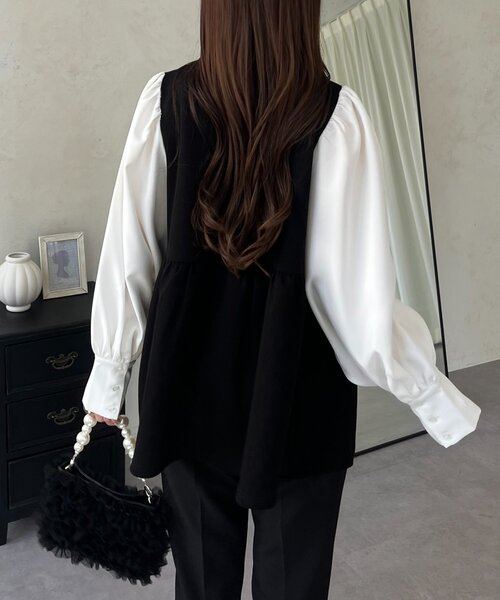 prose verse(プロズヴェール)の「パールボタンドッキングペプラムブラウス(シャツ/ブラウス・レディース・ブラック・LARGE/MEDIUM)」の8枚目の写真