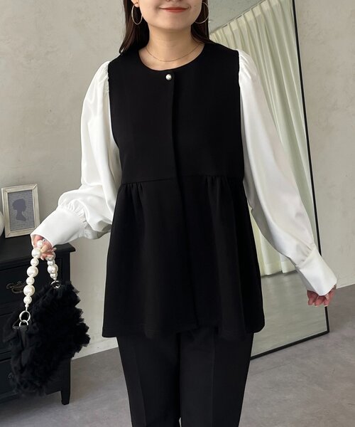 prose verse(プロズヴェール)の「パールボタンドッキングペプラムブラウス(シャツ/ブラウス・レディース・ブラック・LARGE/MEDIUM)」の11枚目の写真