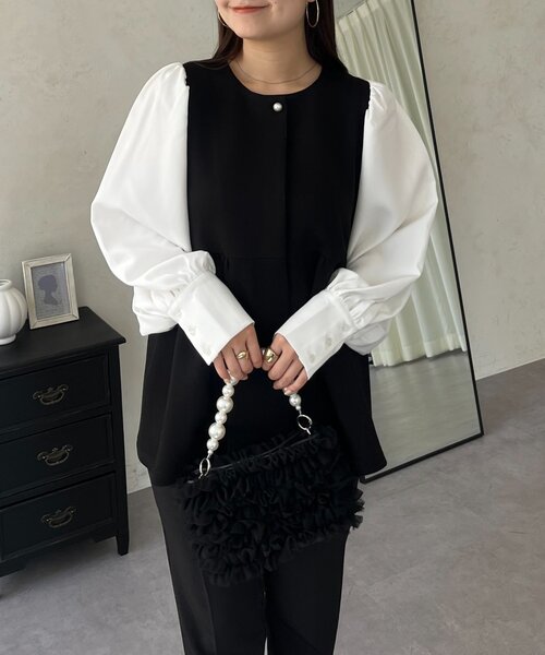 prose verse(プロズヴェール)の「パールボタンドッキングペプラムブラウス(シャツ/ブラウス・レディース・ブラック・LARGE/MEDIUM)」の13枚目の写真