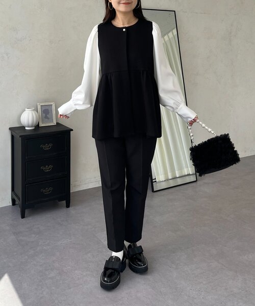 prose verse(プロズヴェール)の「パールボタンドッキングペプラムブラウス(シャツ/ブラウス・レディース・ブラック・LARGE/MEDIUM)」の22枚目の写真