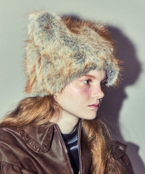 Candy Stripper（キャンディストリッパー）の「CAT FUR ハット（ハット・レディース・グレー/ベージュ・FREE）」の7枚目の写真