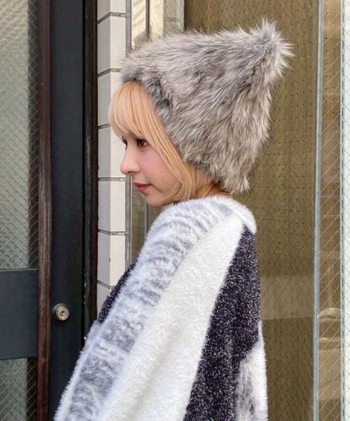 Candy Stripper（キャンディストリッパー）の「CAT FUR ハット（ハット・レディース・グレー/ベージュ・FREE）」の10枚目の写真