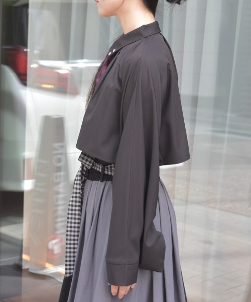 axes femme（アクシーズファム）の「タイ付オーバーケープ風ブラウス（シャツ/ブラウス・レディース・キナリ/ブラック/ブルーグリーン・FREE）」の5枚目の写真