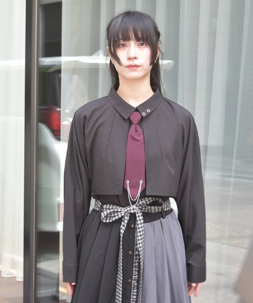 axes femme（アクシーズファム）の「タイ付オーバーケープ風ブラウス（シャツ/ブラウス・レディース・キナリ/ブラック/ブルーグリーン・FREE）」の7枚目の写真