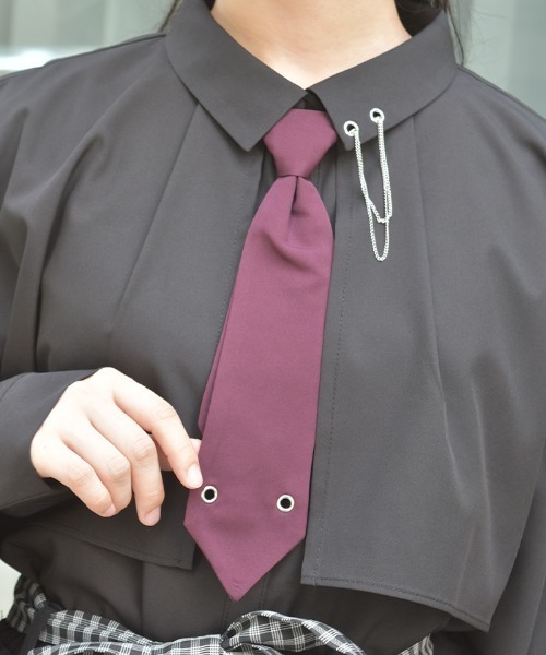 axes femme（アクシーズファム）の「タイ付オーバーケープ風ブラウス（シャツ/ブラウス・レディース・キナリ/ブラック/ブルーグリーン・FREE）」の14枚目の写真