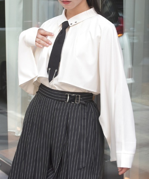 axes femme（アクシーズファム）の「タイ付オーバーケープ風ブラウス（シャツ/ブラウス・レディース・キナリ/ブラック/ブルーグリーン・FREE）」の15枚目の写真