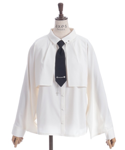 axes femme（アクシーズファム）の「タイ付オーバーケープ風ブラウス（シャツ/ブラウス・レディース・キナリ/ブラック/ブルーグリーン・FREE）」の16枚目の写真