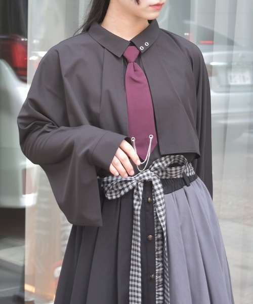 axes femme（アクシーズファム）の「タイ付オーバーケープ風ブラウス（シャツ/ブラウス・レディース・キナリ/ブラック/ブルーグリーン・FREE）」の4枚目の写真