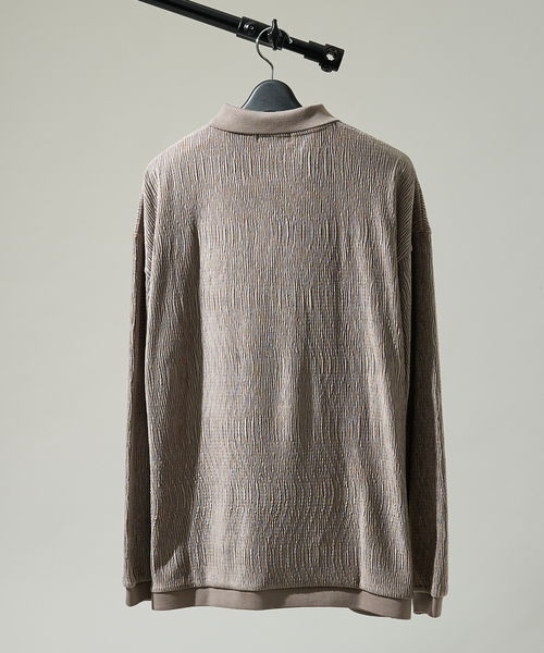 ABAHOUSE（アバハウス）の「ベロアプリーツ ニットポロシャツ / オーバーサイズ（ポロシャツ・メンズ・ブラウン/ネイビー/ブラック・46/48）」の12枚目の写真