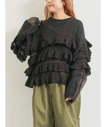 インナーSETモヘアタッチシアーフリルニット