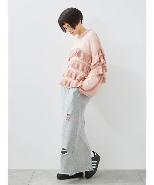 SM2（エスエムツー）の「インナーSETモヘアタッチシアーフリルニット（ニット/セーター・レディース・ベージュ/ピンク/カーキ/ブラック・F）」の6枚目の写真