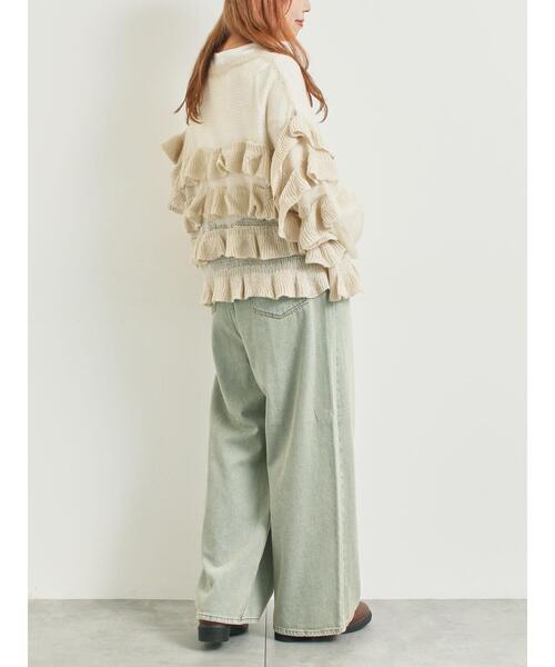 SM2（エスエムツー）の「インナーSETモヘアタッチシアーフリルニット（ニット/セーター・レディース・ベージュ/ピンク/カーキ/ブラック・F）」の11枚目の写真