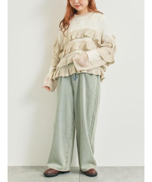 SM2（エスエムツー）の「インナーSETモヘアタッチシアーフリルニット（ニット/セーター・レディース・ベージュ/ピンク/カーキ/ブラック・F）」の12枚目の写真