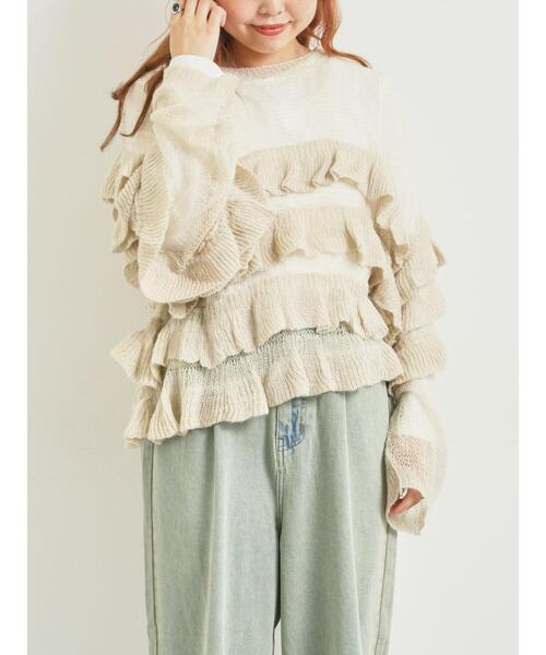 SM2（エスエムツー）の「インナーSETモヘアタッチシアーフリルニット（ニット/セーター・レディース・ベージュ/ピンク/カーキ/ブラック・F）」の21枚目の写真