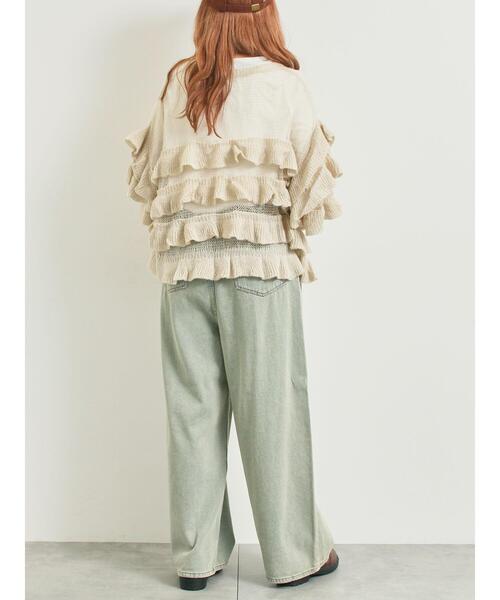 SM2（エスエムツー）の「インナーSETモヘアタッチシアーフリルニット（ニット/セーター・レディース・ベージュ/ピンク/カーキ/ブラック・F）」の17枚目の写真