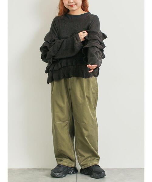 SM2（エスエムツー）の「インナーSETモヘアタッチシアーフリルニット（ニット/セーター・レディース・ベージュ/ピンク/カーキ/ブラック・F）」の10枚目の写真