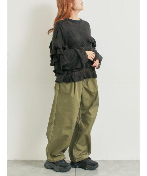 SM2（エスエムツー）の「インナーSETモヘアタッチシアーフリルニット（ニット/セーター・レディース・ベージュ/ピンク/カーキ/ブラック・F）」の9枚目の写真