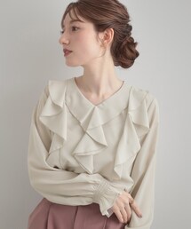 【大人可愛い・通勤】ラッフルフリルブラウス