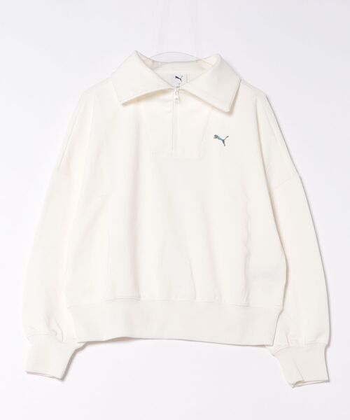 PUMA(プーマ)の「《PUMA》TRN EDGE ニット ハーフジップ(スウェット・レディース・ホワイト系その他/ダークグレー・L/XL/S/M)」の1枚目の写真
