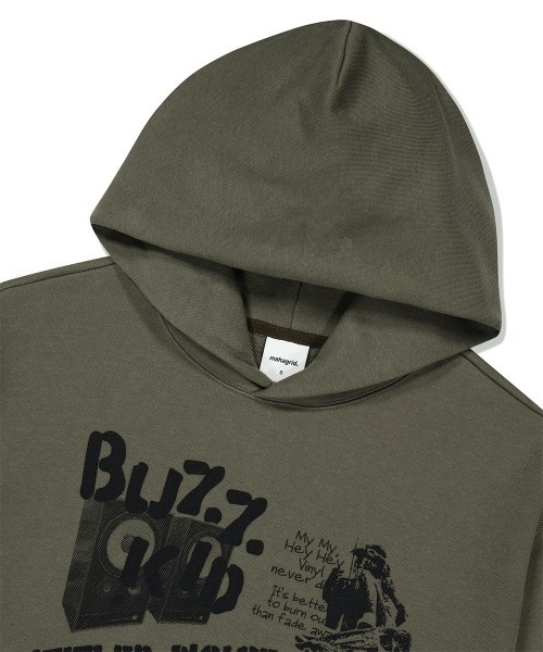 MAHAGRID(マハグリッド)の「『mahagrid/マハグリッド』 BUZZ KID HOODIE/バズキッドデザイン プルオーバーパーカー(パーカー・レディース・カーキ/チャコールグレー・L/M/S)」の14枚目の写真