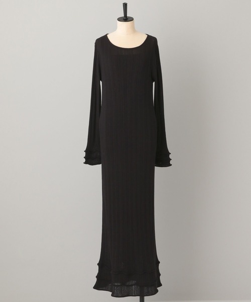 A part by（アパートバイ）の「フリルデテイールニットワンピース（ワンピース・レディース・ブラック/アイボリー・FREE）」の2枚目の写真