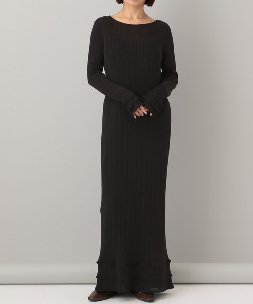 A part by（アパートバイ）の「フリルデテイールニットワンピース（ワンピース・レディース・ブラック/アイボリー・FREE）」の11枚目の写真