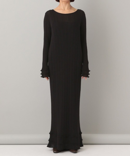 A part by（アパートバイ）の「フリルデテイールニットワンピース（ワンピース・レディース・ブラック/アイボリー・FREE）」の8枚目の写真