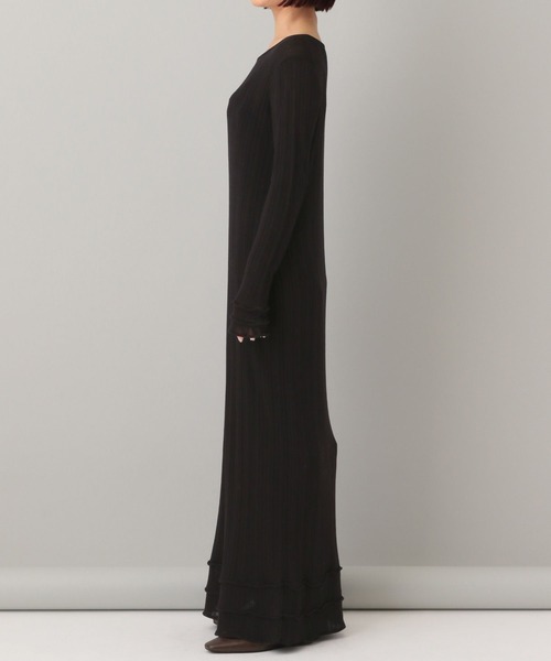 A part by（アパートバイ）の「フリルデテイールニットワンピース（ワンピース・レディース・ブラック/アイボリー・FREE）」の7枚目の写真