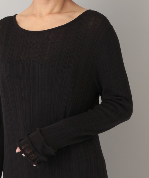 A part by（アパートバイ）の「フリルデテイールニットワンピース（ワンピース・レディース・ブラック/アイボリー・FREE）」の3枚目の写真